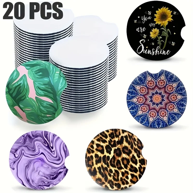 Coaster Sublimation Blank - Posavasos en blanco para coche, con
