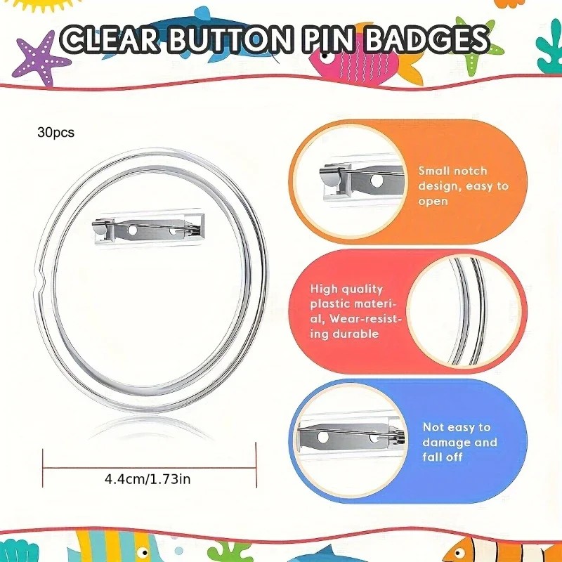 Button Badge Blank - 30 piezas de acrílico en blanco