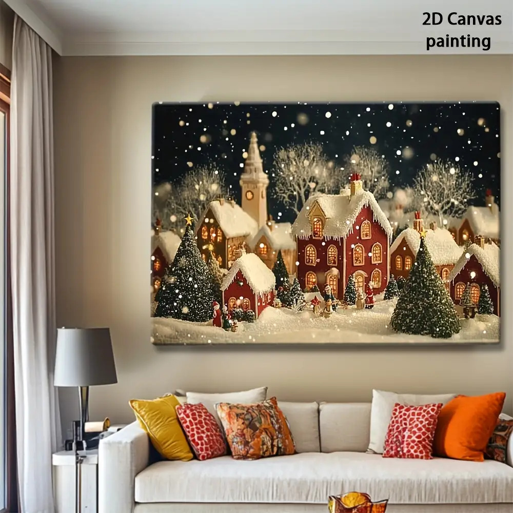 Canvas Wrap Ready - 1 pieza 2D retro Nochebuena y