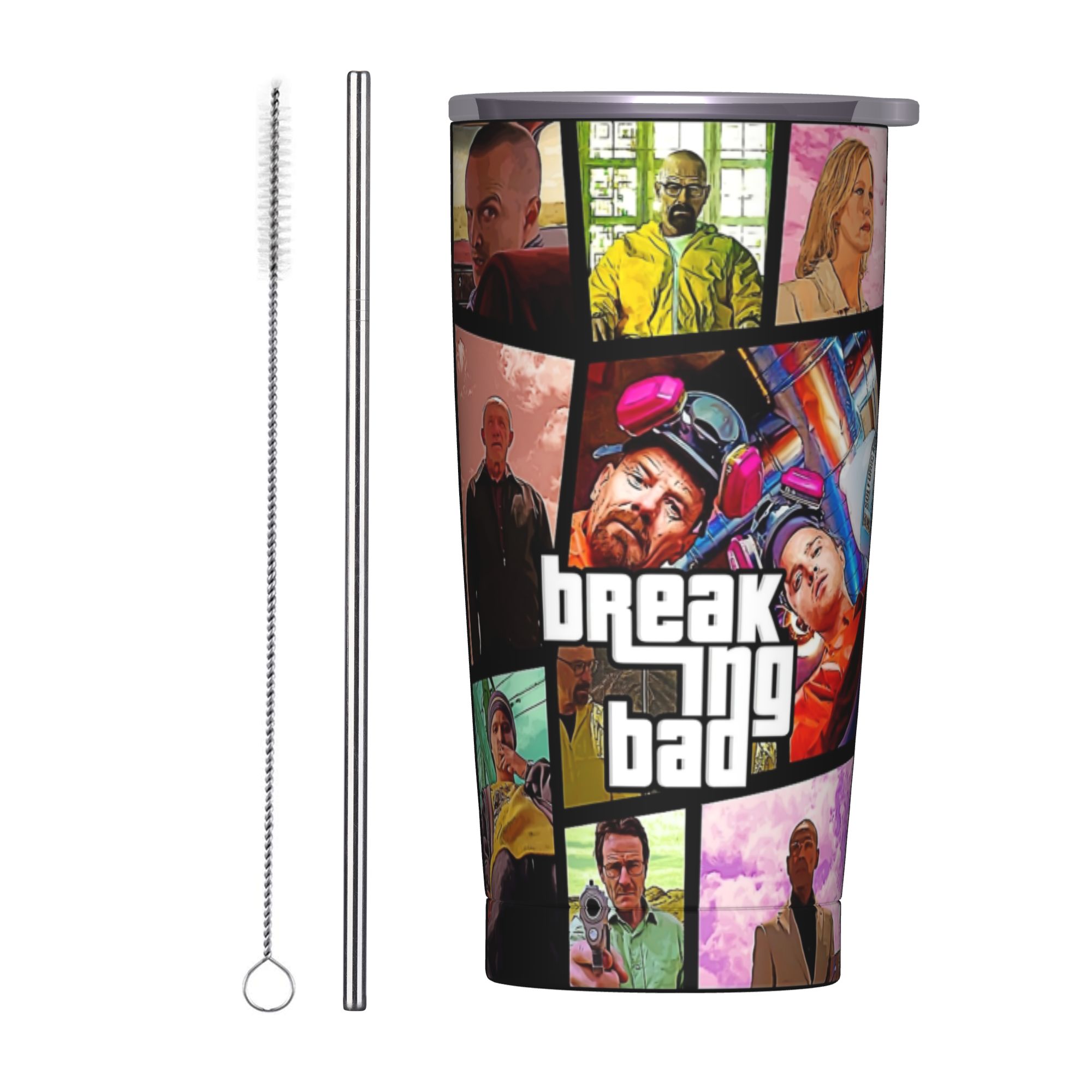 Tumbler 20Oz White - Vaso Térmico Aislado con Pajitas, Diseño