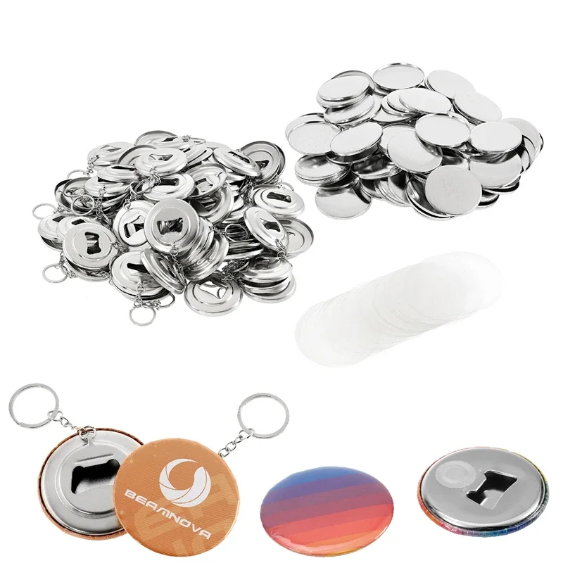 Button Badge Blank - Abrebotellas portátil con llavero, 50 piezas,