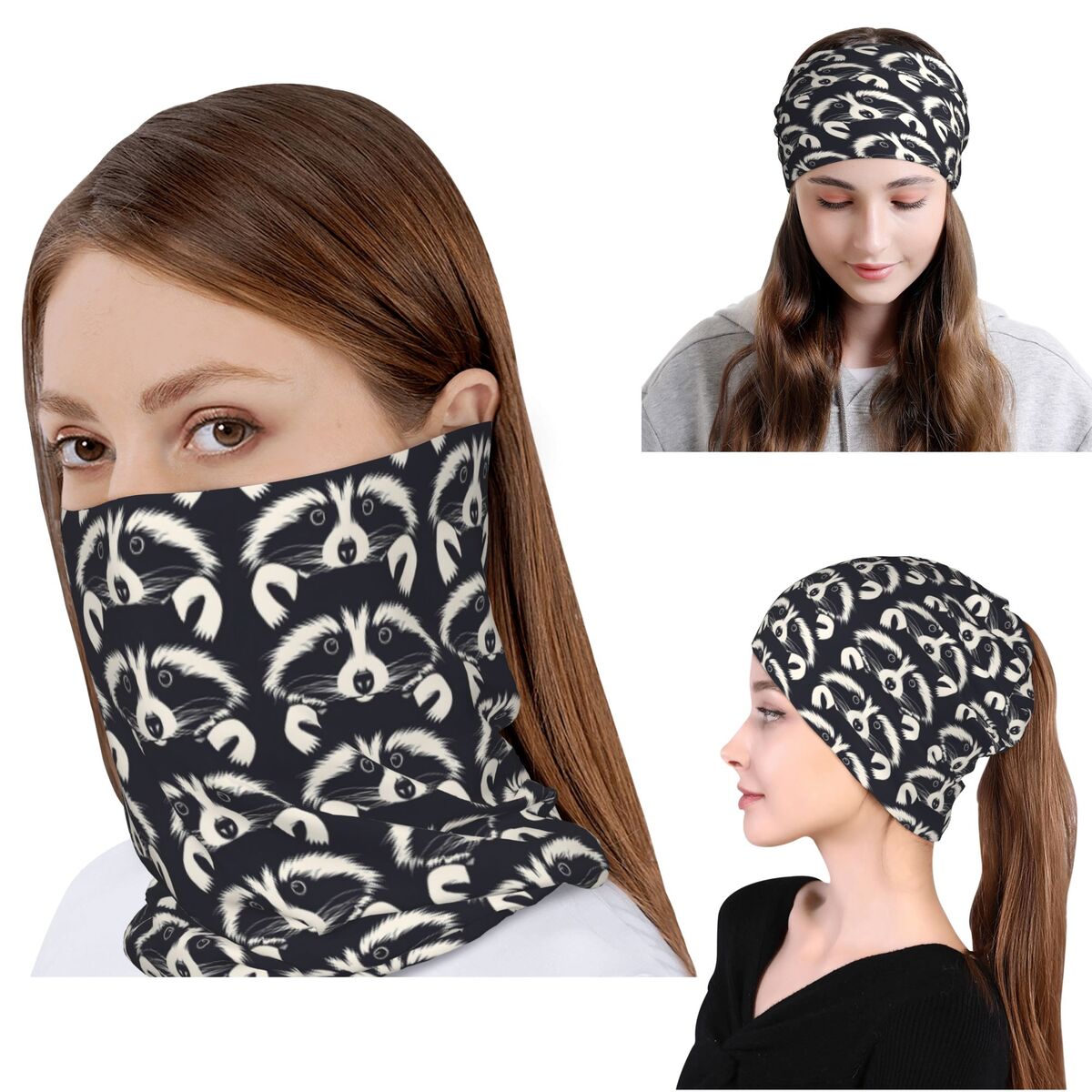 Bandana Blank White - Pañuelo mágico con diseño de cara